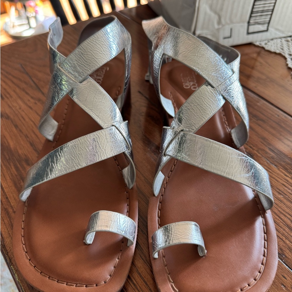 Franco Sarto Silver Strappy Sandals